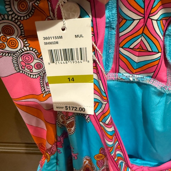 Trina Turk Pink and Blue One Piece Swimsuit - Picture 8 of 9